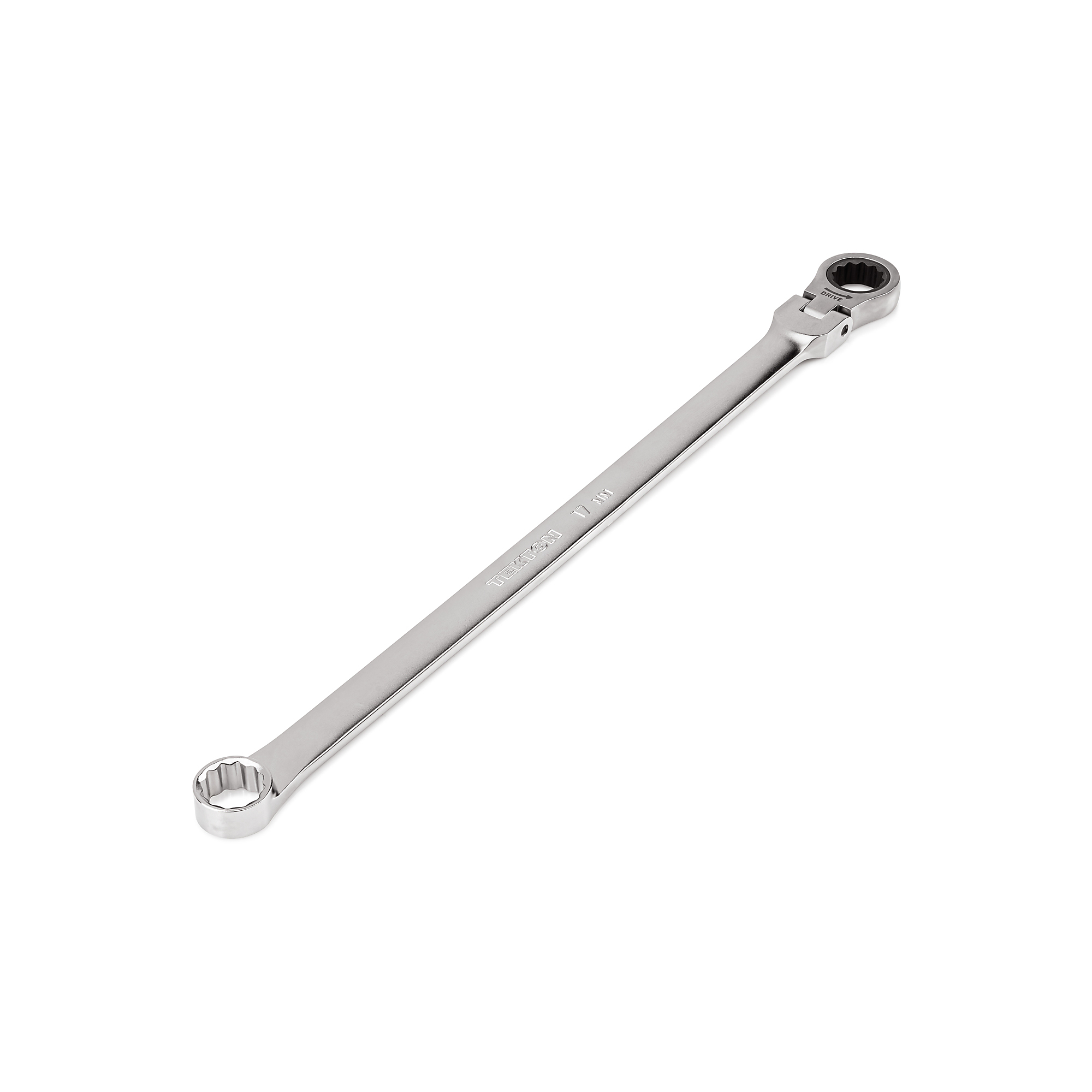 TEKTON 17 mm Long Fixed/Flex Head 12-Point Ratcheting Box End Wrench | WRB35417